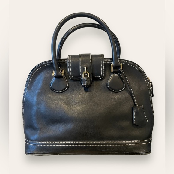 J. Crew Black Leather Satchel Handbag - Picture 1 of 11